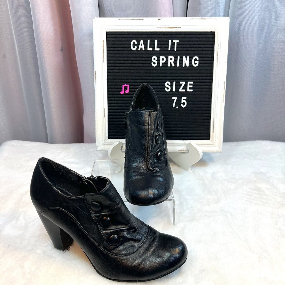 Call It Spring Black Retro Heeled Booties - Size 7.5